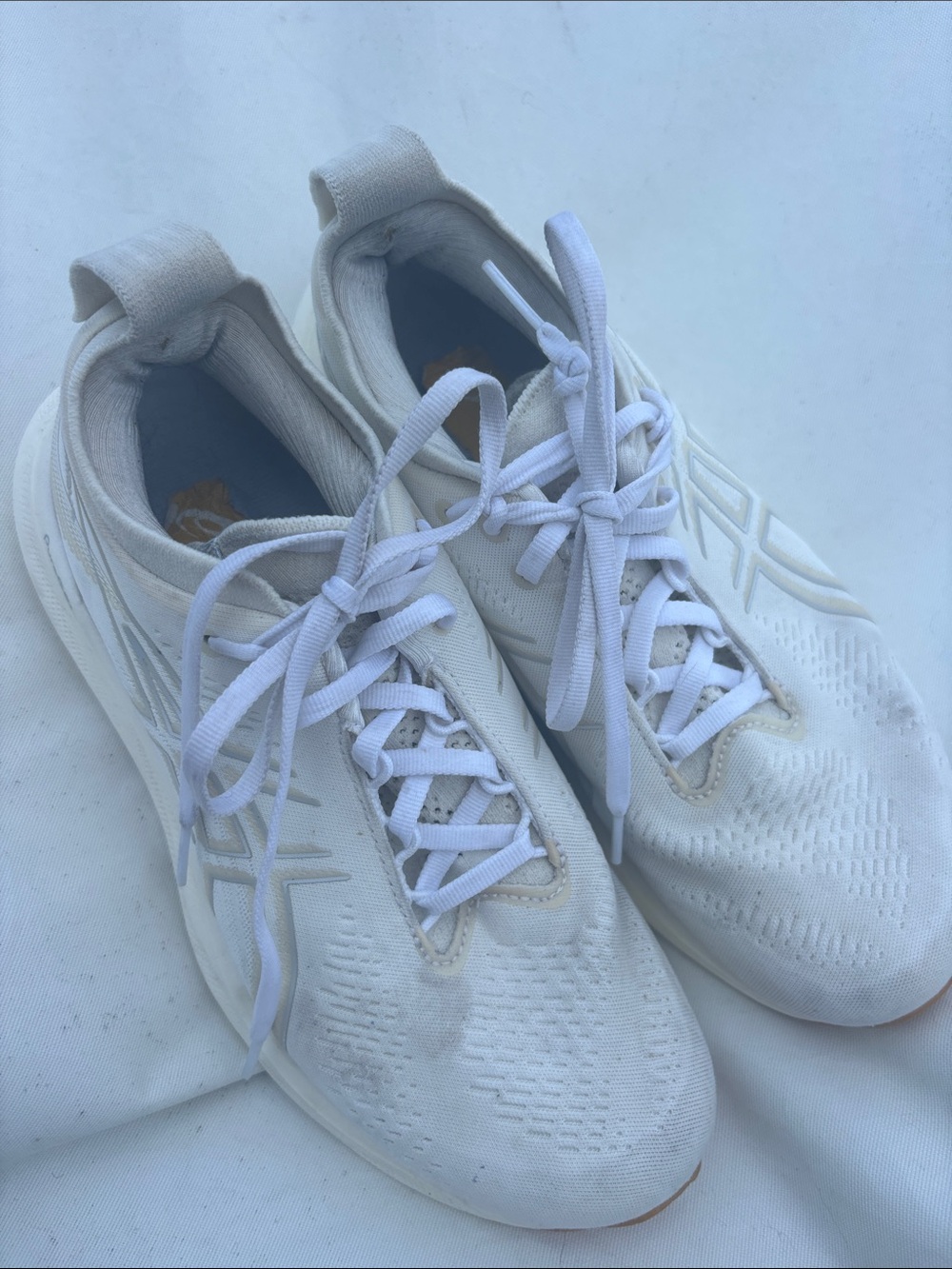 Asics All-White Knit Running Sneakers